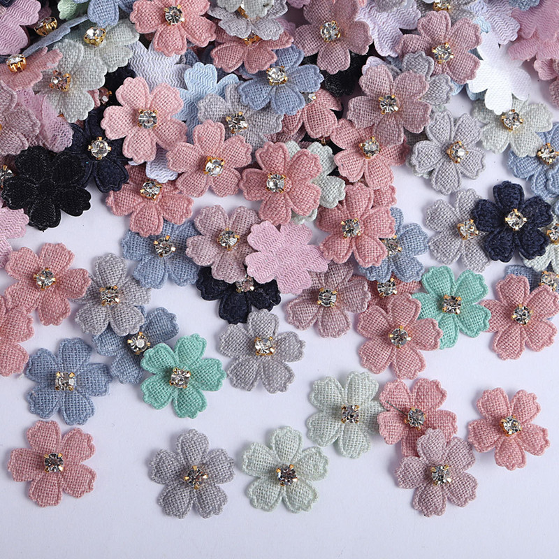 Art Craft Hat - 100Pcs 22mm fiore in tessuto con